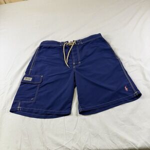Polo Ralph Lauren mens Swim Trunks Blue Size Med Yuppy, Preppy, Model, Cover